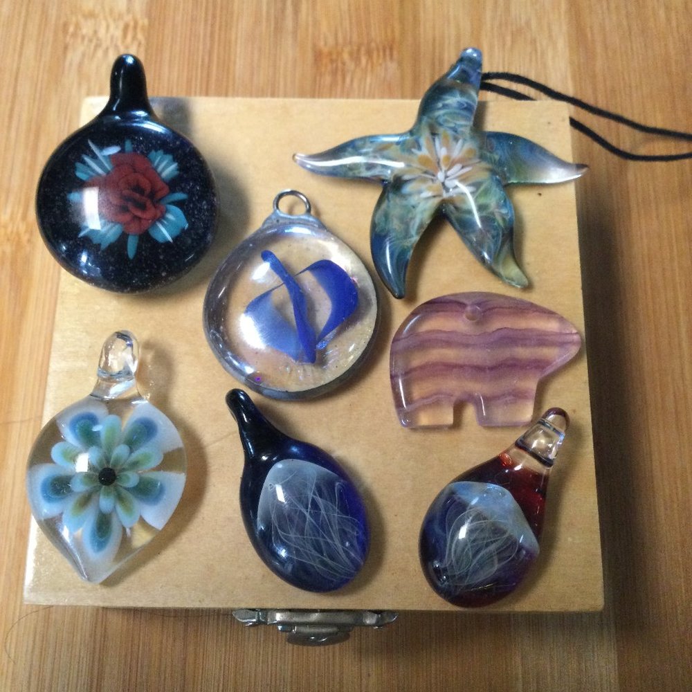 Glass Necklace Pendant,lot of 7